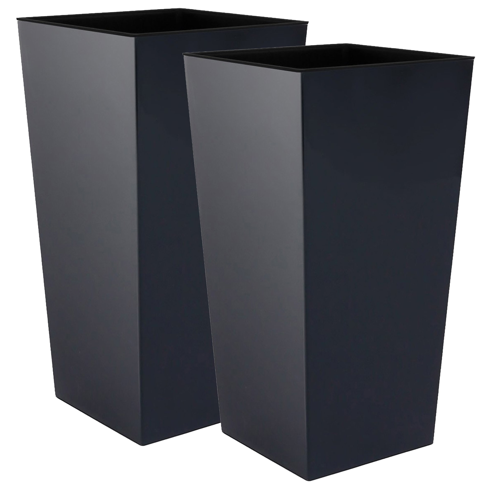 2 unidades de maceta alta urbi 49 litros, de plástico, 32,5 x 32,5 x 61 cm antracita