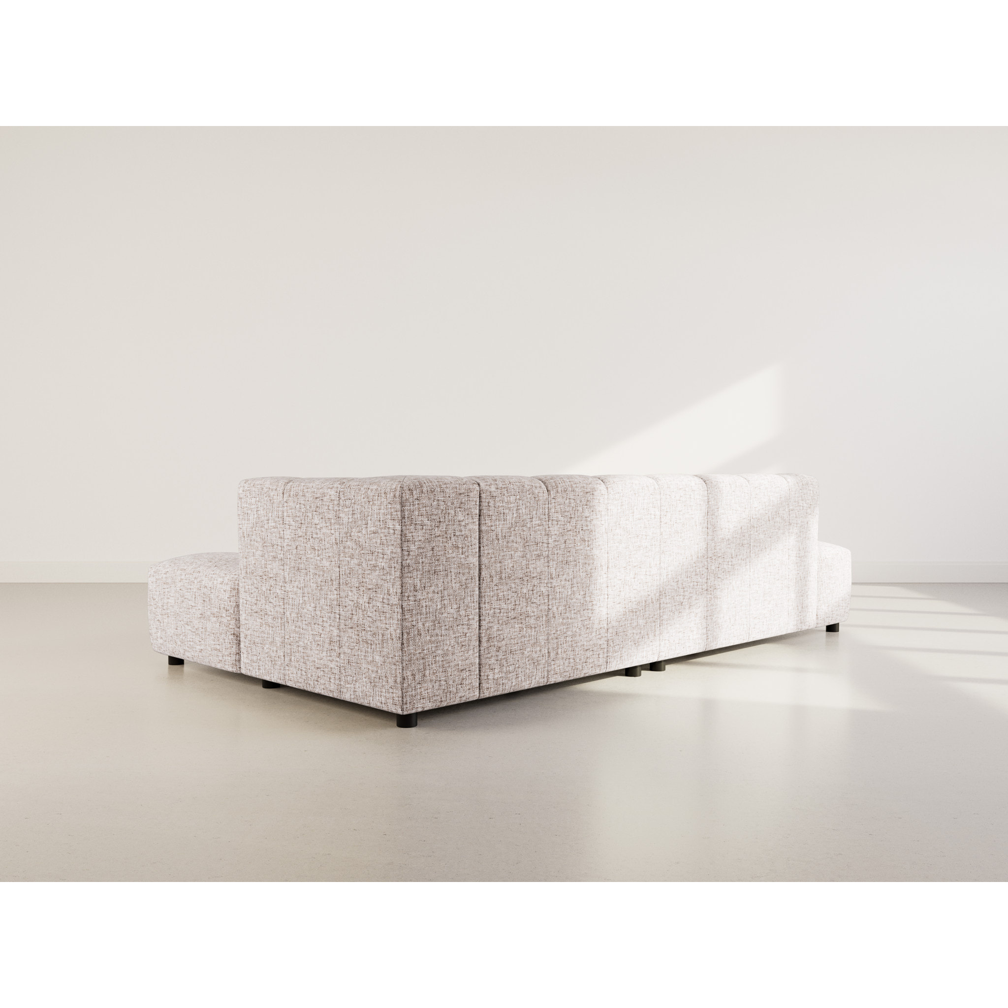 Curtis - canapé d'angle droit 4 places sans accoudoir en tissu texturé - Taupe