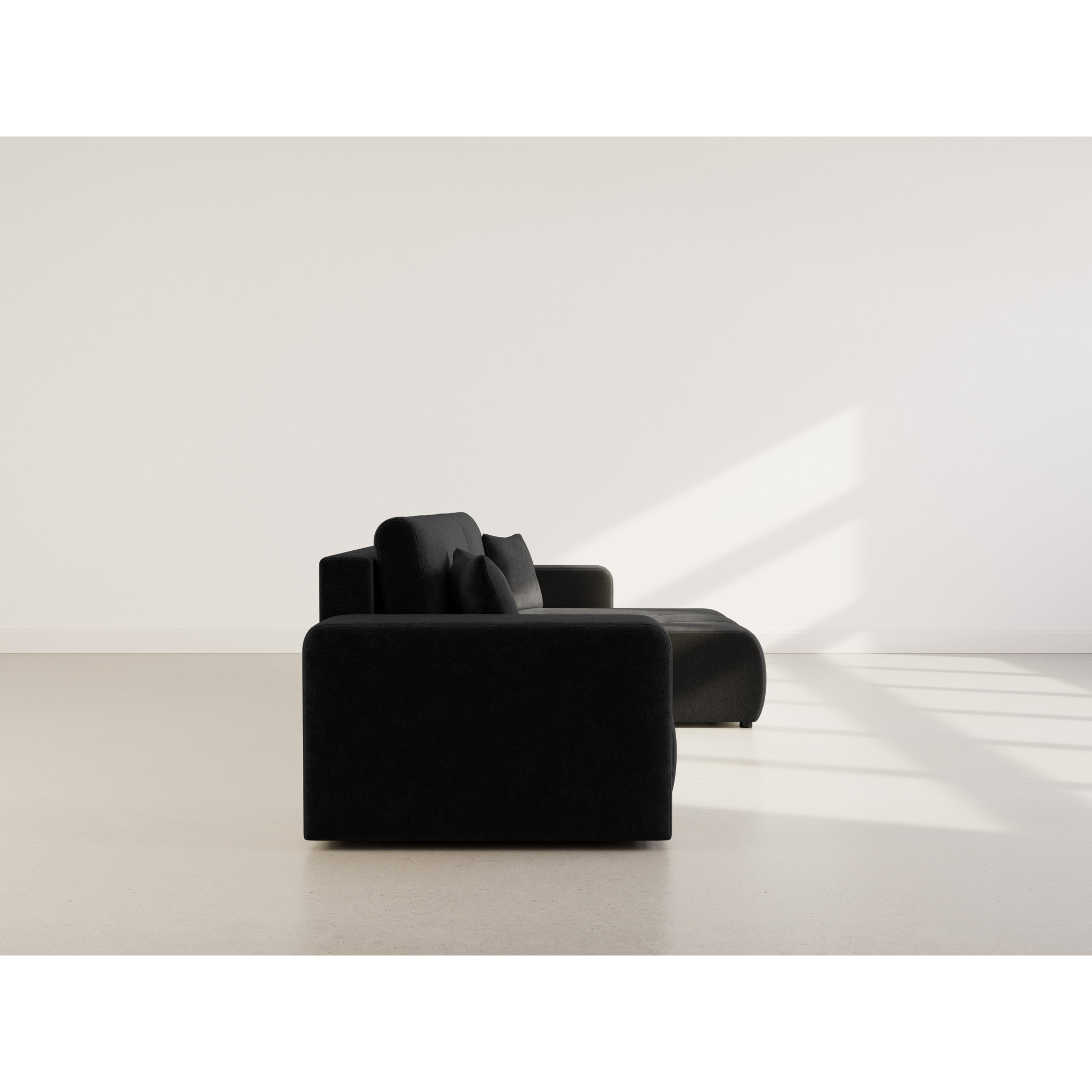 Nicole - Canapé d'angle réversible 5 places convertible avec coffre en tissu - Gris Anthracite