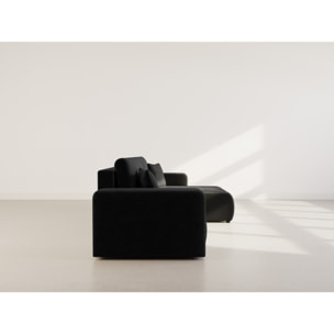 Nicole - Canapé d'angle réversible 5 places convertible avec coffre en tissu - Gris Anthracite