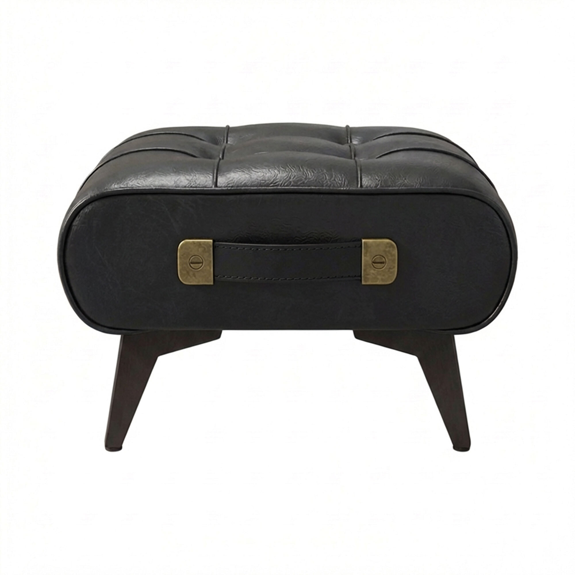Kumo - Sgabello Pouf Ottomano Moderno 35,5x25x30 cm Poggiapiedi in Similpelle Nero
