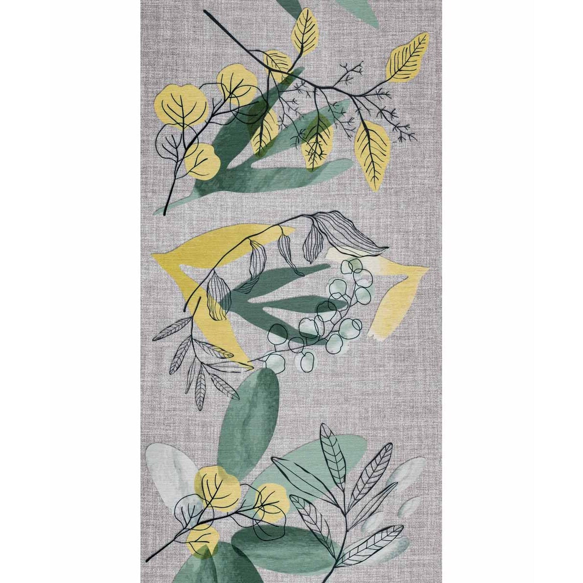 Passatoia tappeto cucina bagno ingresso multiuso, disegno foglie stile naturale