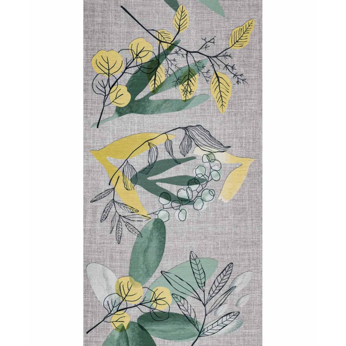 Passatoia tappeto cucina bagno ingresso multiuso, disegno foglie stile naturale