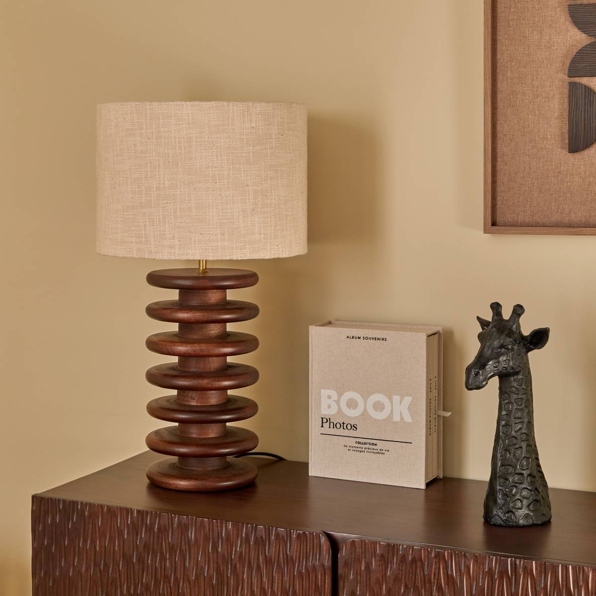 Lampe Rochi cylindrique H.60cm marron