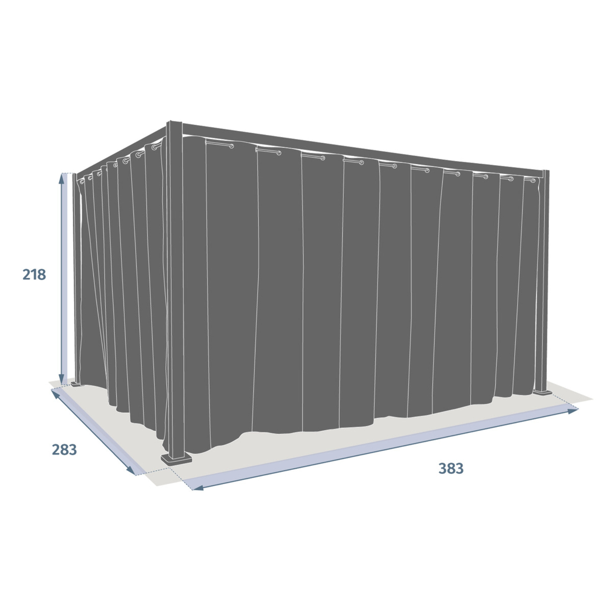 Kit de rideaux et de rails pour tonnelle "Zalya" blanc ardoise