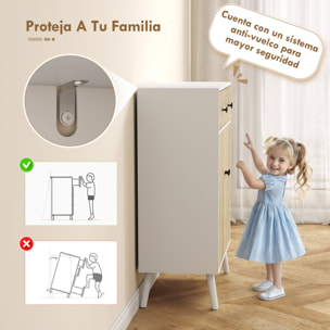 Zapatero de 2 Puertas en Espiga, Zapatero Entrada Recibidor con Estantes Ajustables, Cajón, para 12 Pares de Zapatos, 75x35x97 cm, Blanco y Natural