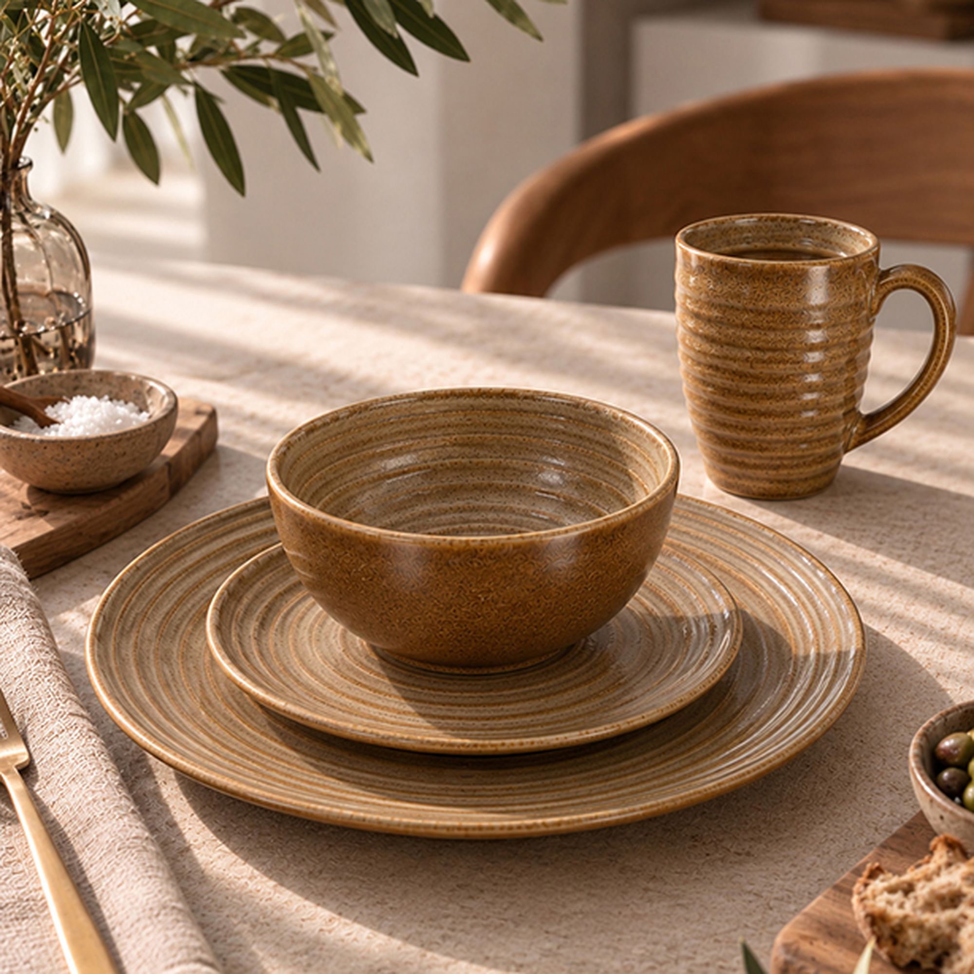 Lot de 6 mugs 40cl en grès caramel TURBOLINO