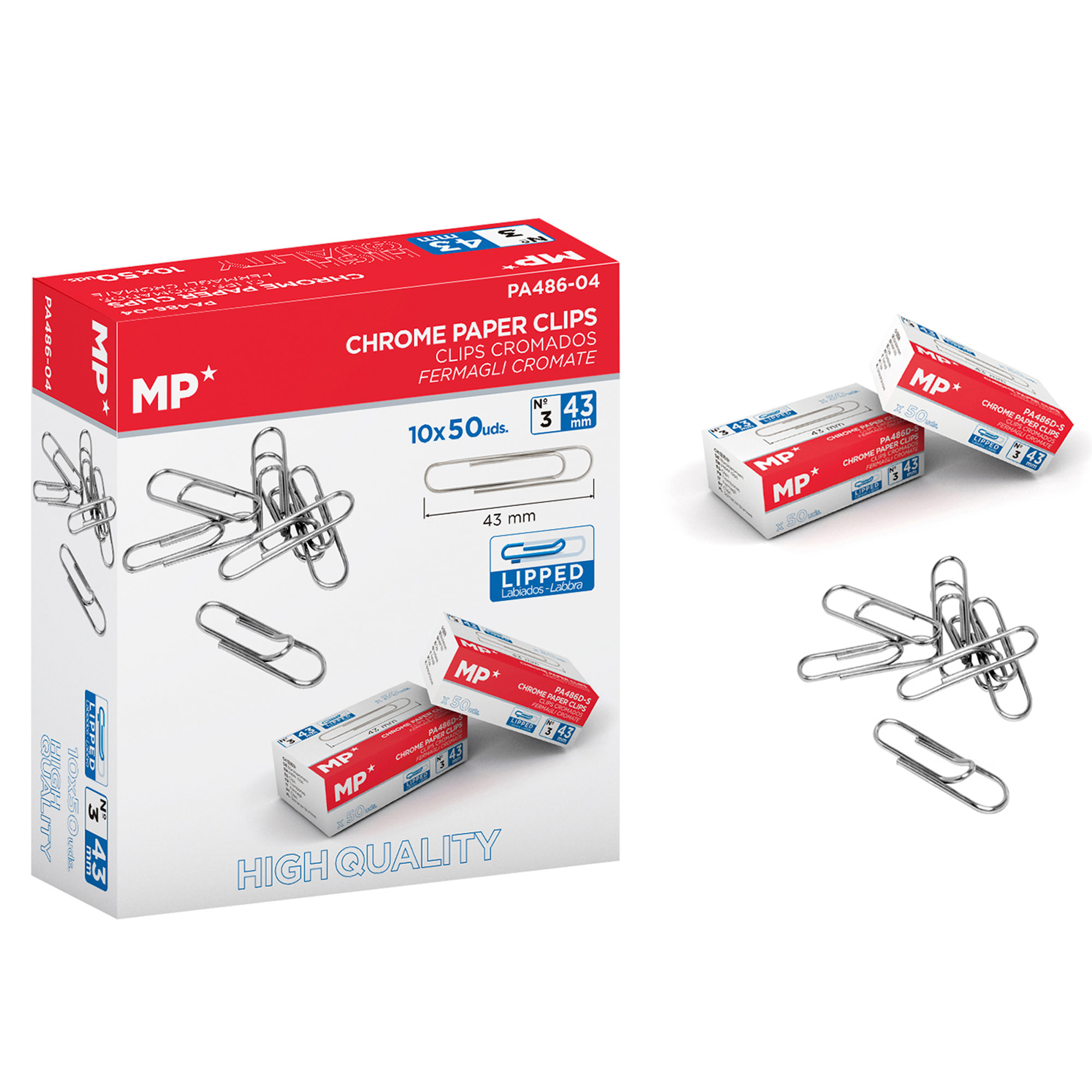 CLIPS CROMATI 43 mm CONFEZIONE 50 Uds. x 10