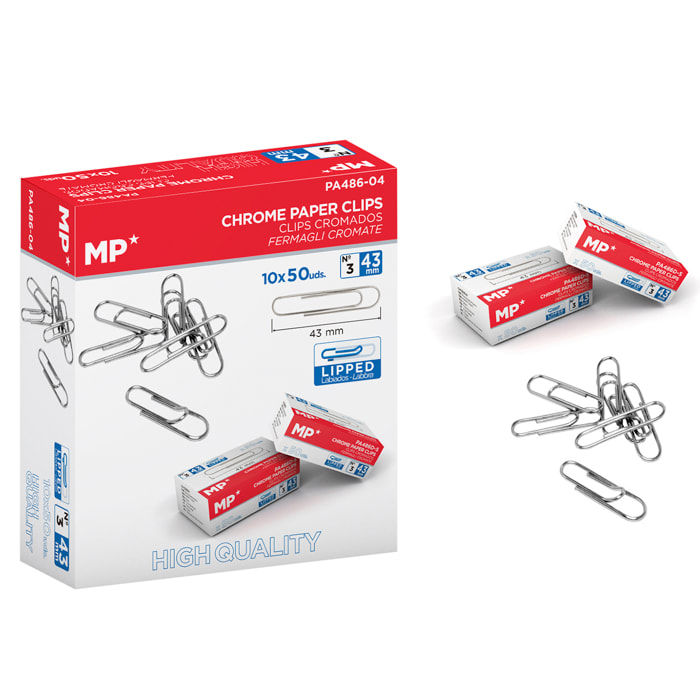 CLIPS CROMATI 43 mm CONFEZIONE 50 Uds. x 10
