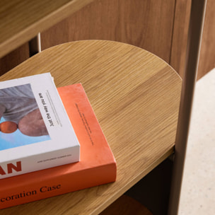 Etagère bibliothèque métal courbé et décor bois 5 niveaux MOLTO