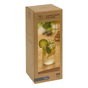 Gobelet canette avec paille 520 ml