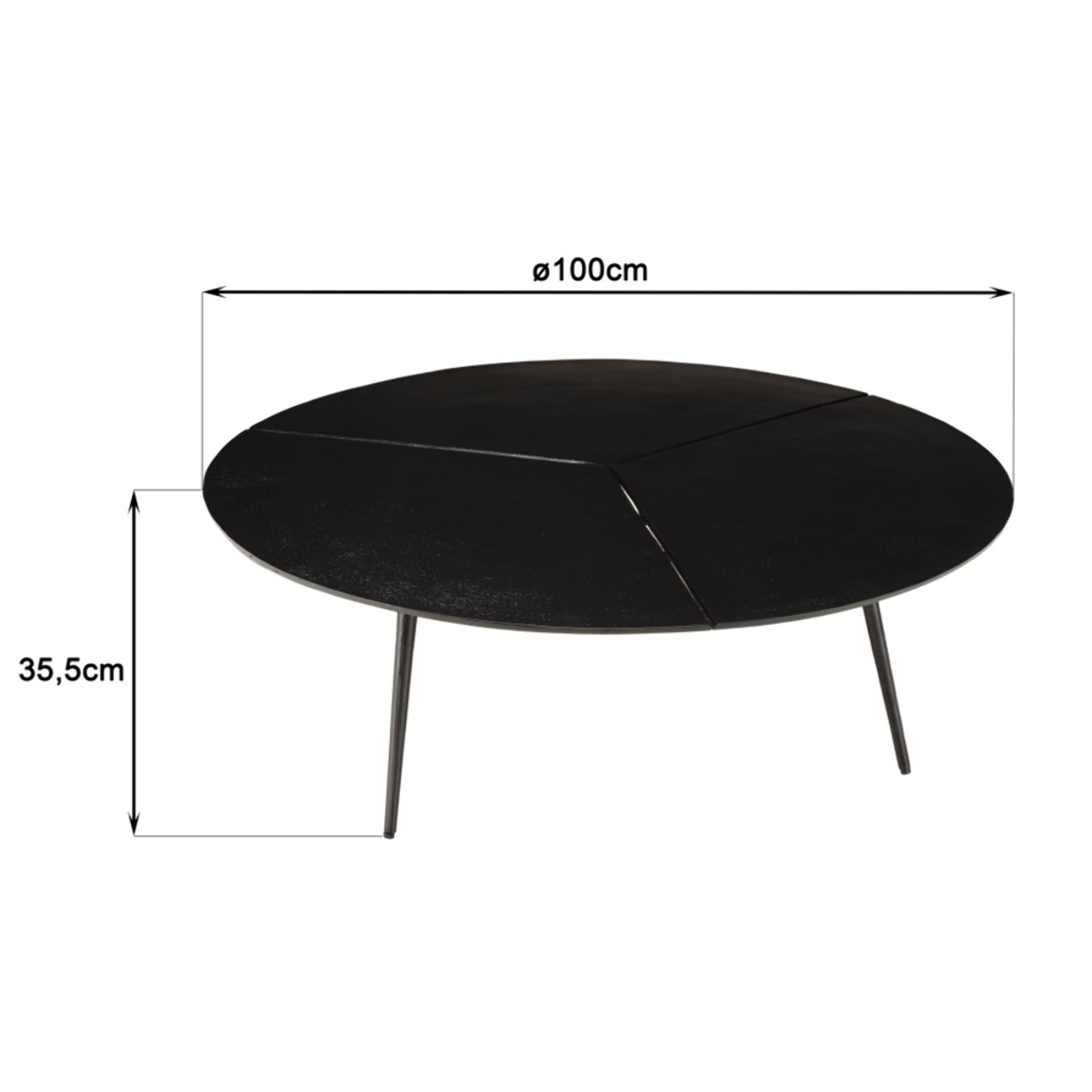 JAMES - Table basse ronde 100x100cm en aluminium noir mat