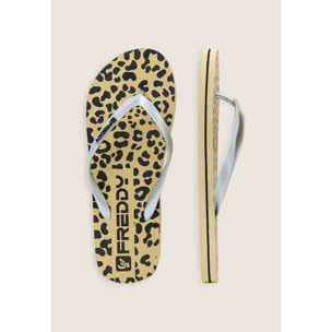 Infradito flip-flop donna con stampa leopardata e loghi
