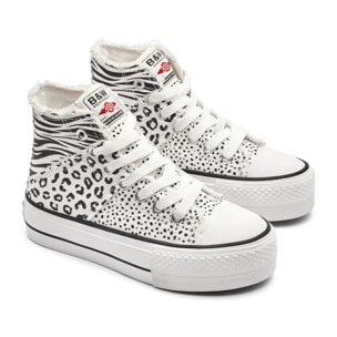 Zapatillas Altas de Niña Estampado de Cebra