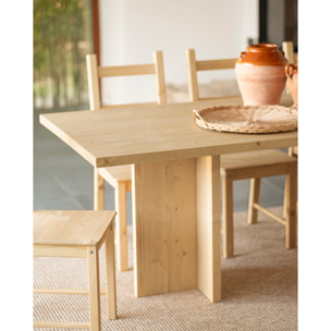 Table à manger en bois massif ton chêne moyen en différentes tailles