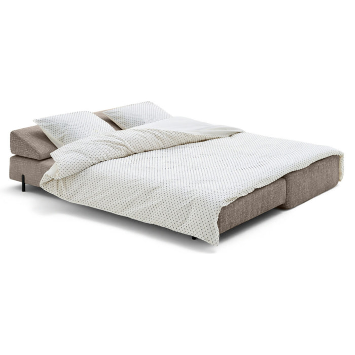 Brescia - banquette 3 places convertible en tissu velours relief - Taupe