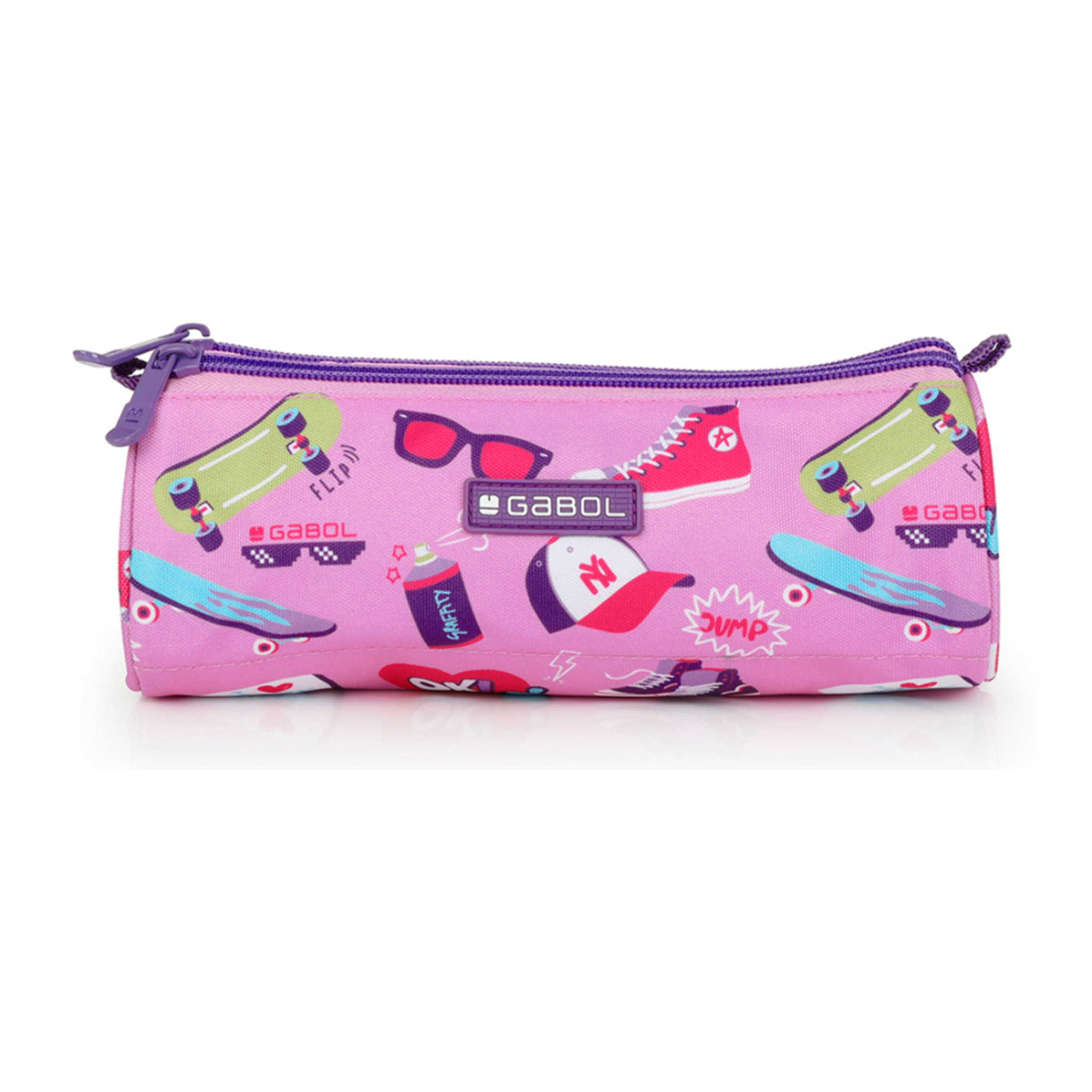 Estuche triple Gabol Roller con estampado rosa