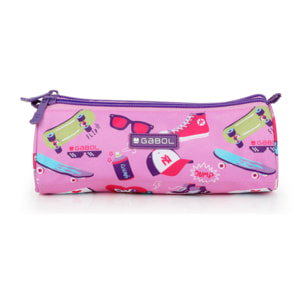 Estuche triple Gabol Roller con estampado rosa
