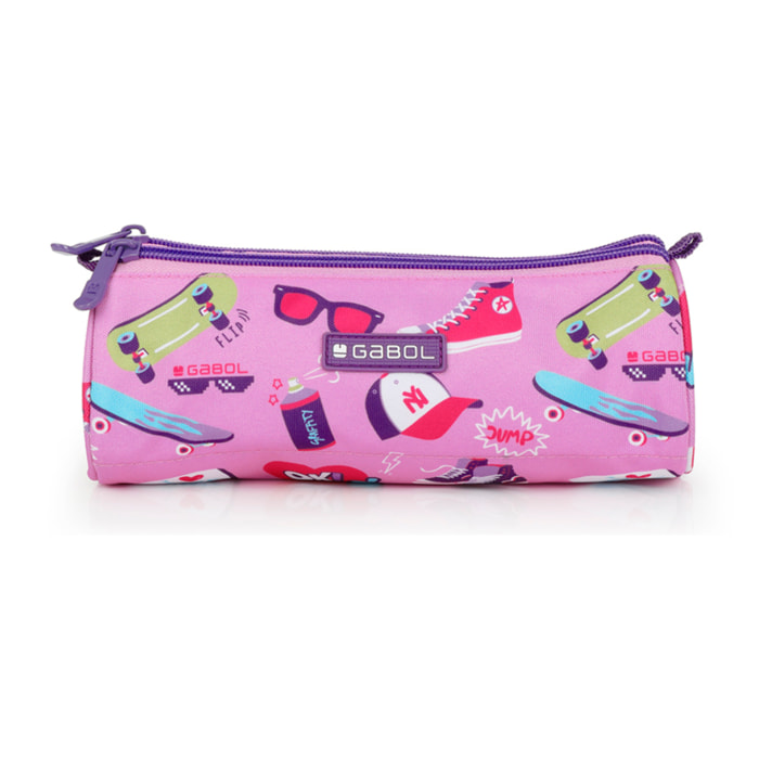 Estuche triple Gabol Roller con estampado rosa