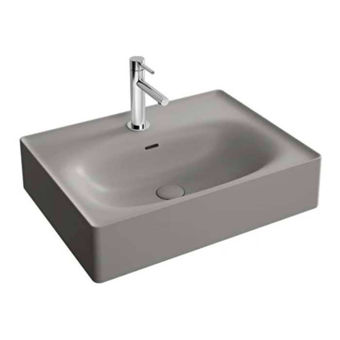 Lavabo à poser VITRA Equal 60 cm avec trop plein gris pierre mat