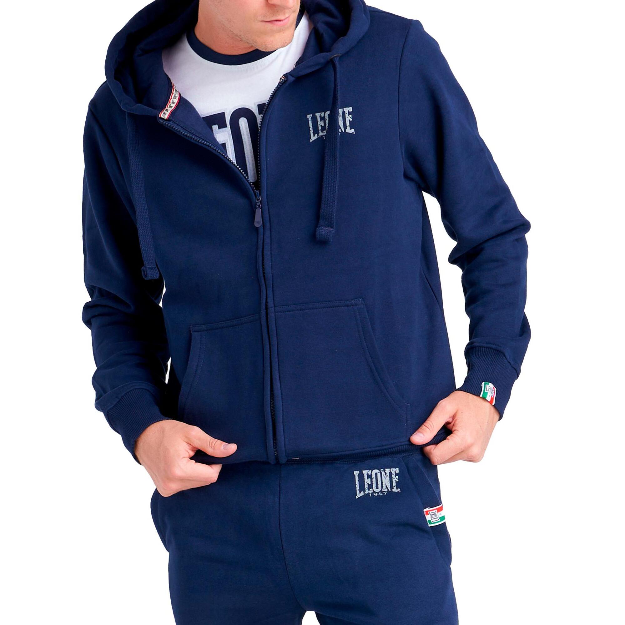 Chándal de invierno cepillado para hombre Leone Basic Vintage con capucha y cremallera