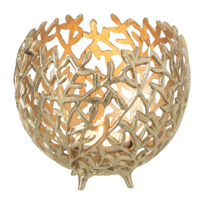 J-Line bougeoir Feuille - aluminium - or - large
