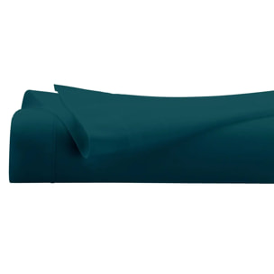 Drap plat - percale - bleu - 240x290 cm