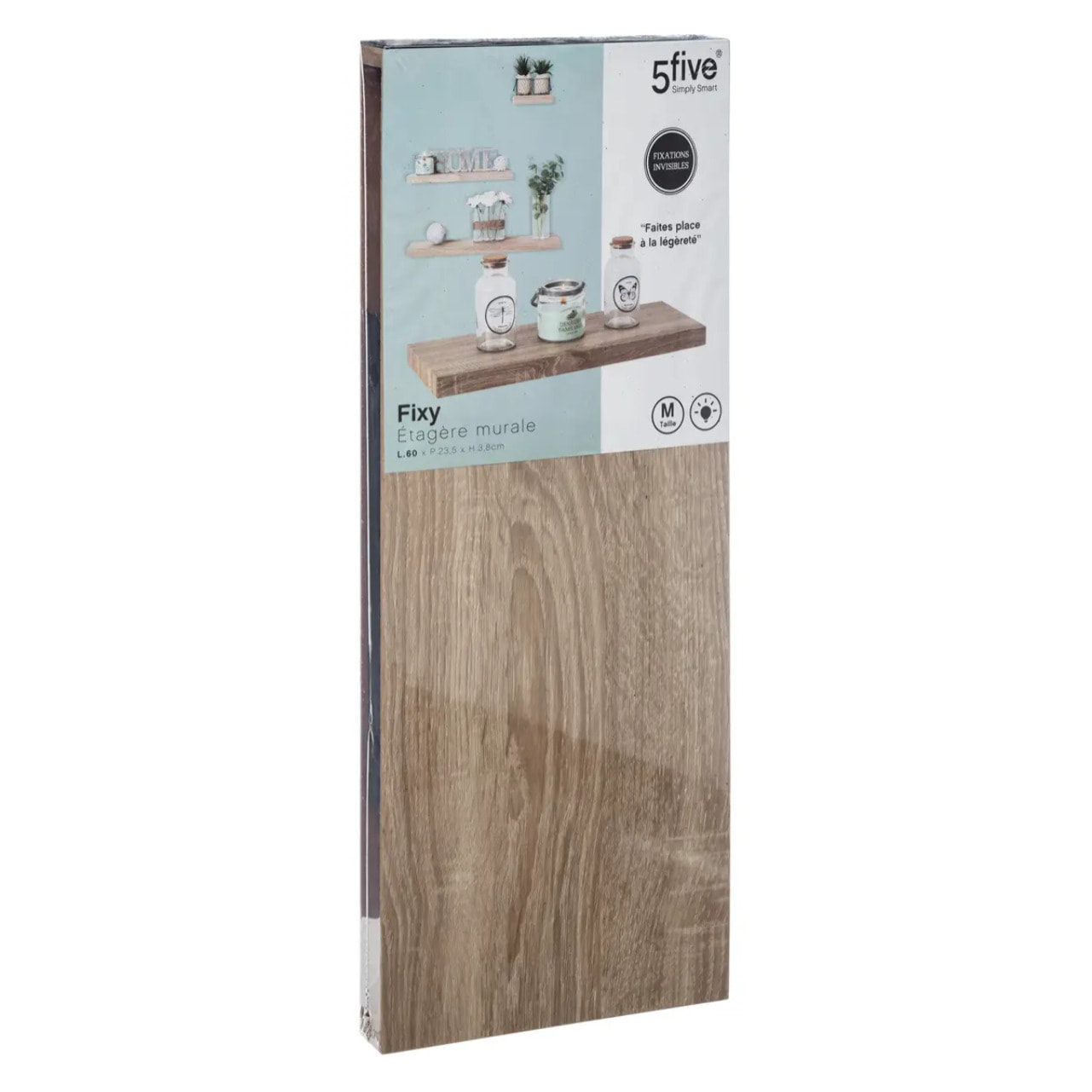 Étagère murale 60cm "Fixy" effet bois naturel