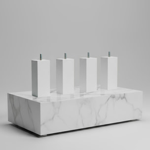 Jeu de 4 pieds de lit carres blancs | Bois Naturel | Hauteur 20 cm