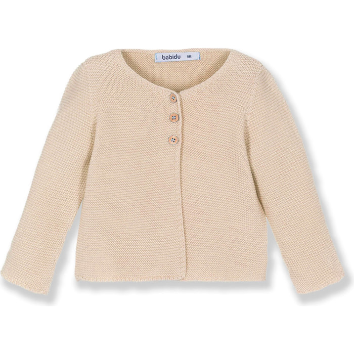 Chaqueta punto bebé algodón cuello redondo