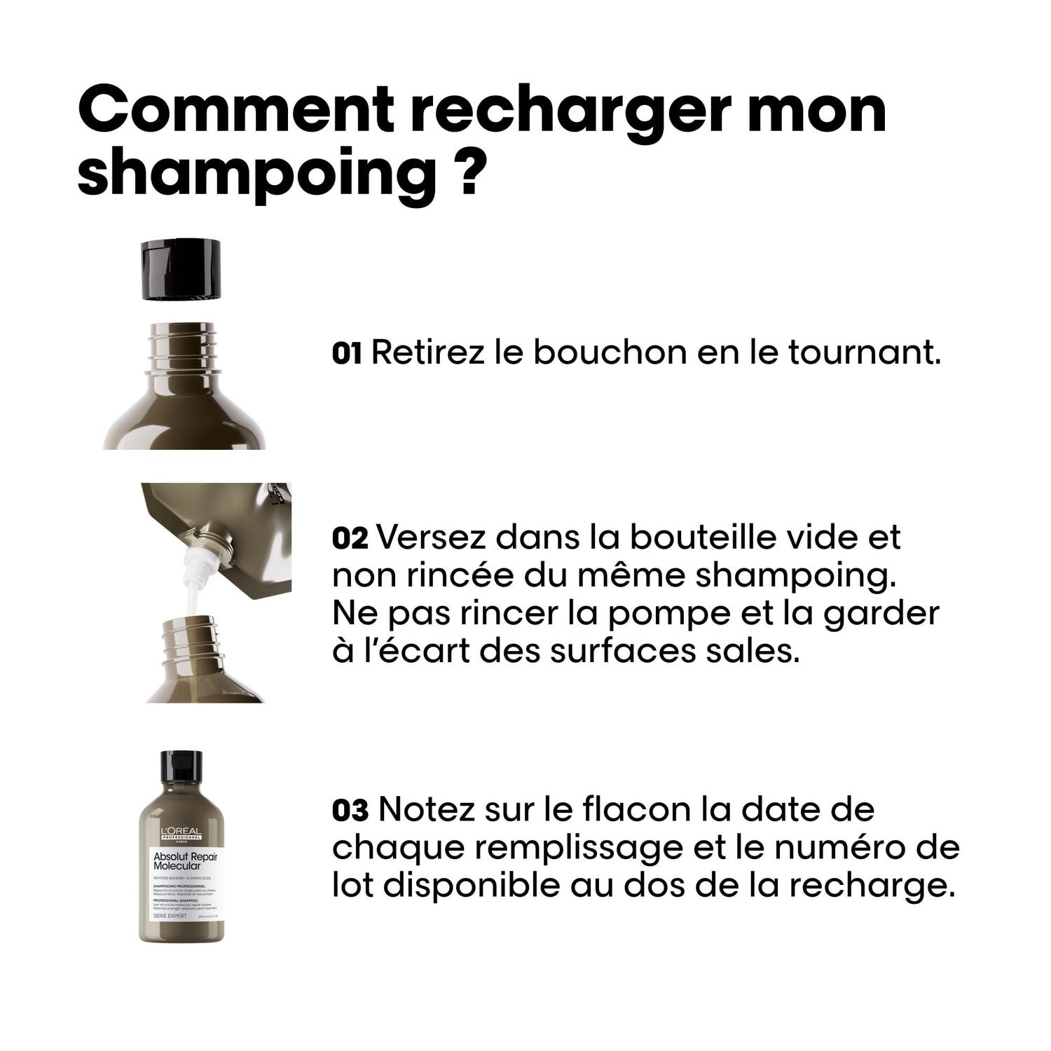 Serie Expert Absolut Repair Molecular - Éco-Recharge Shampooing Réparateur