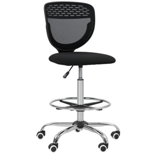 Chaise de bureau haute ergonomique - chaise de travail surélevée - assise haute réglable H.68-88 cm - noir