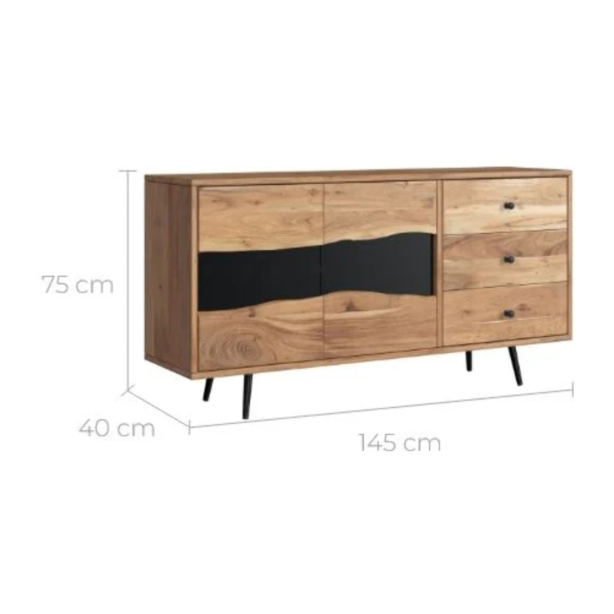 Buffet en bois d'acacia massif et métal - Alabama