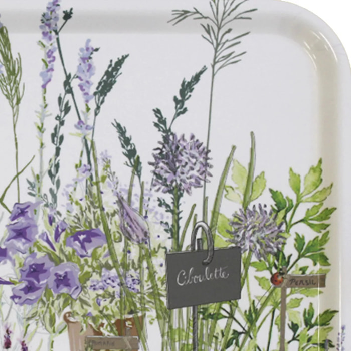 Plateau bois imprimé vert violet Jardin aromatique provence