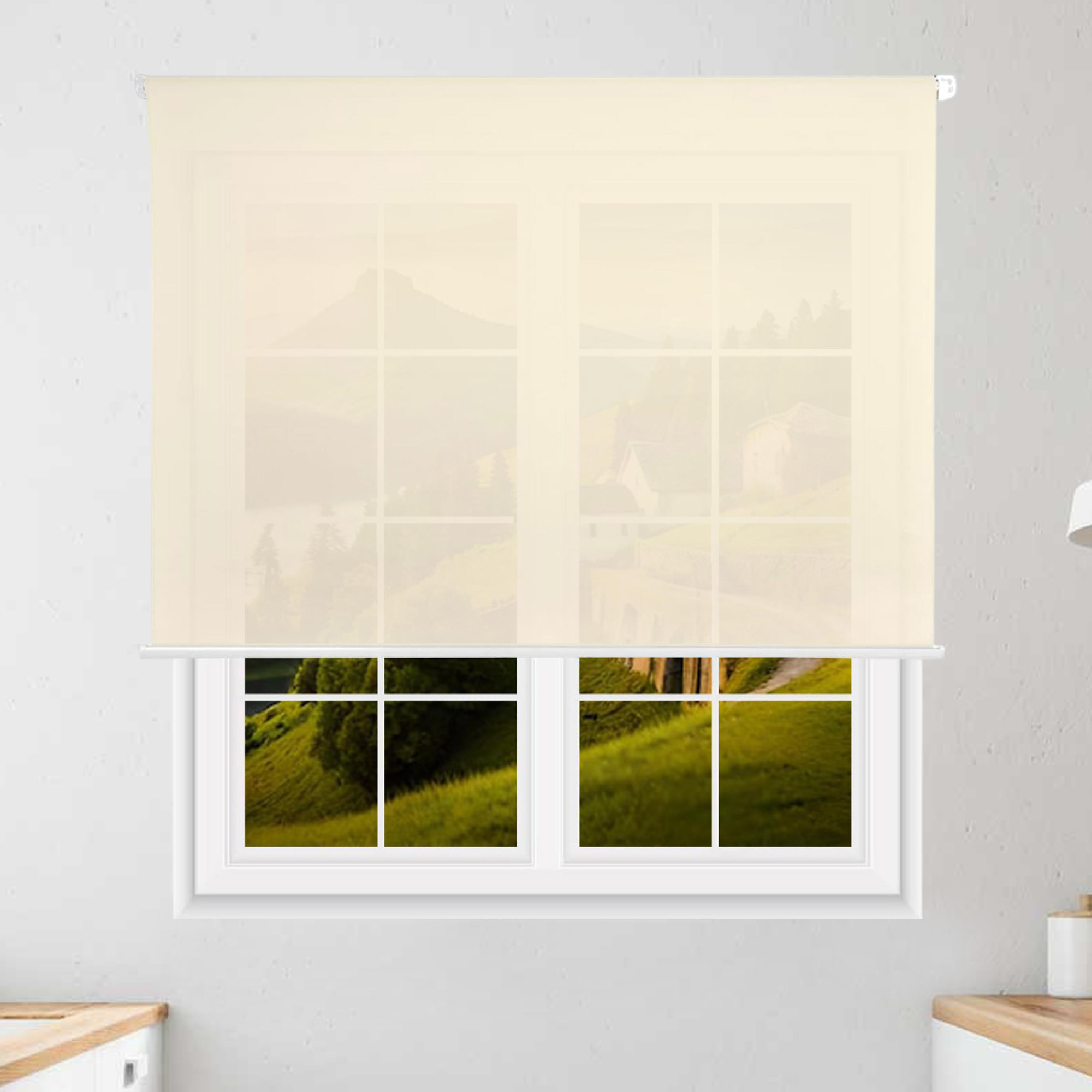 Well home estor enrollable translúcido liso - beige, 180 x 110cm (ancho x largo)/tamaño de la tela 177 x 105cm