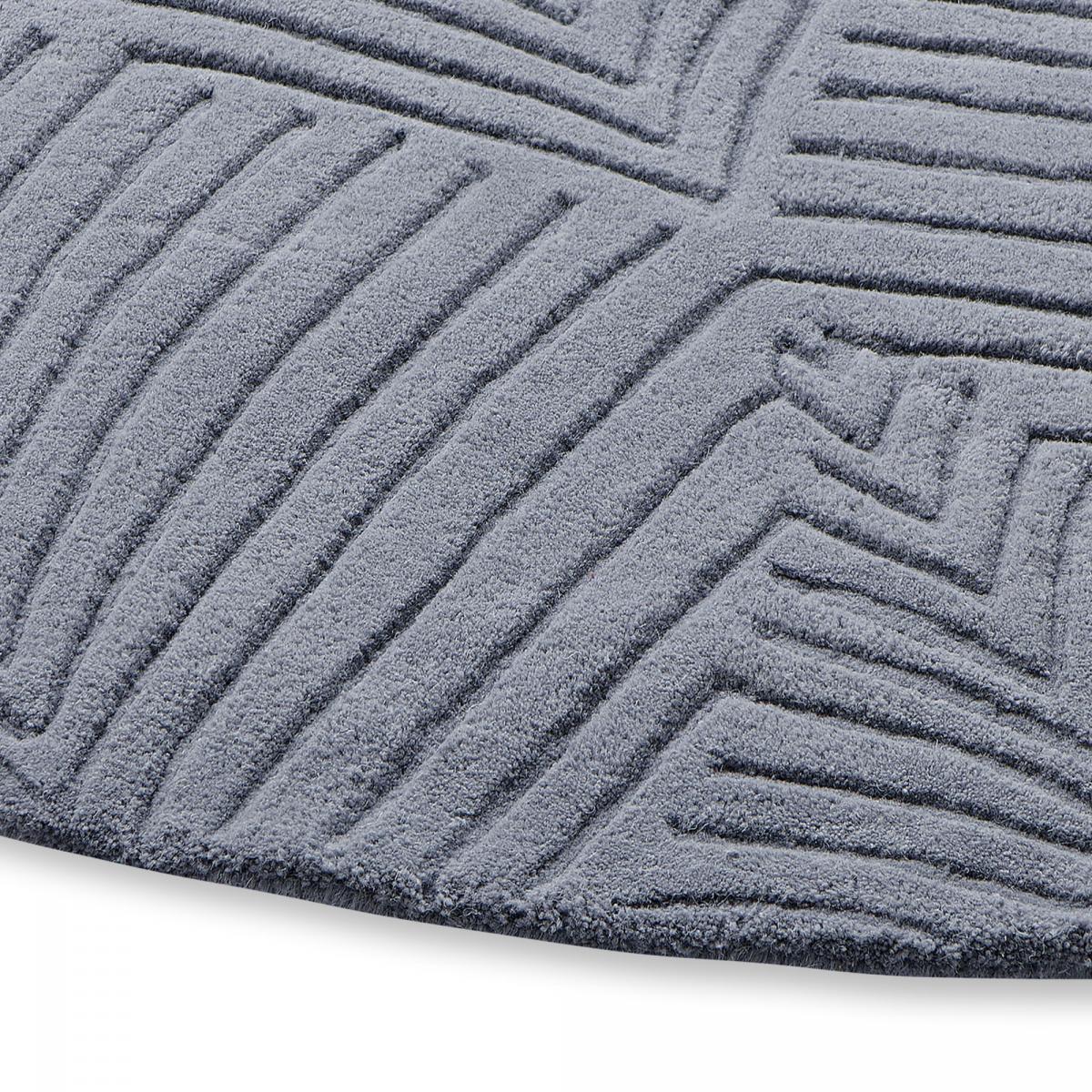 Tapis rond fait à la main en laine motif faux uni QUITA