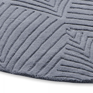 Tapis rond fait à la main en laine motif faux uni QUITA