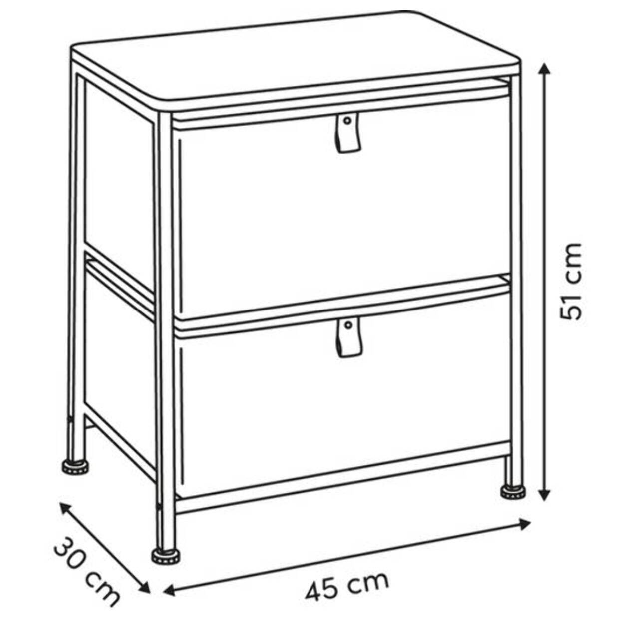 Chevet Tissa 2 tiroirs beige