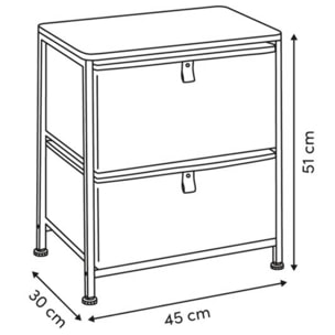Chevet Tissa 2 tiroirs beige
