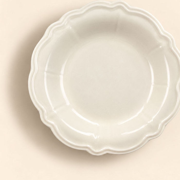 Lot de 6 assiettes creuses en grès blanc 22cm CHARLOTTE