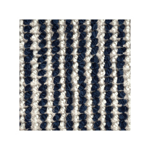 Tapis 60 x 80 cm tissu texturé petits pompons avec franges bicolores - MARINE