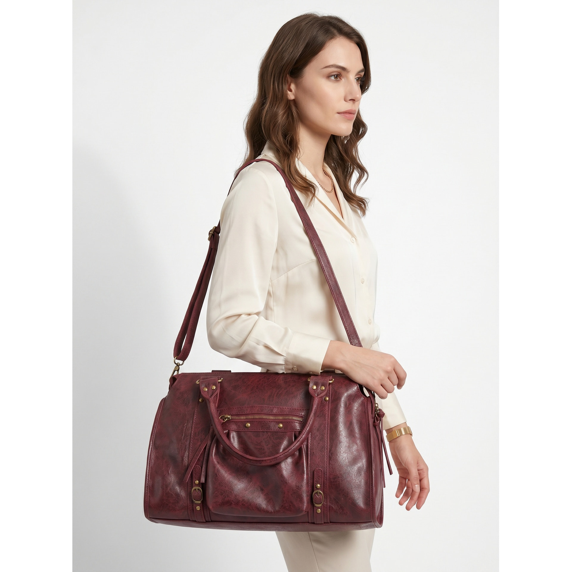 Borsa a spalla da donna - Modello Clara - Vera pelle - 41.0 x 28.0 x 13.0 cm