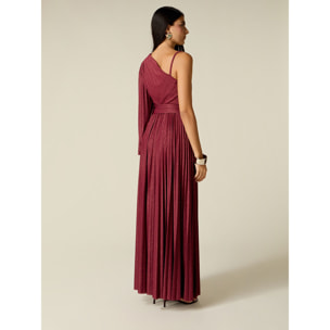 Oltre - Vestido asimétrico plisado en jersey lurex - Burgundy