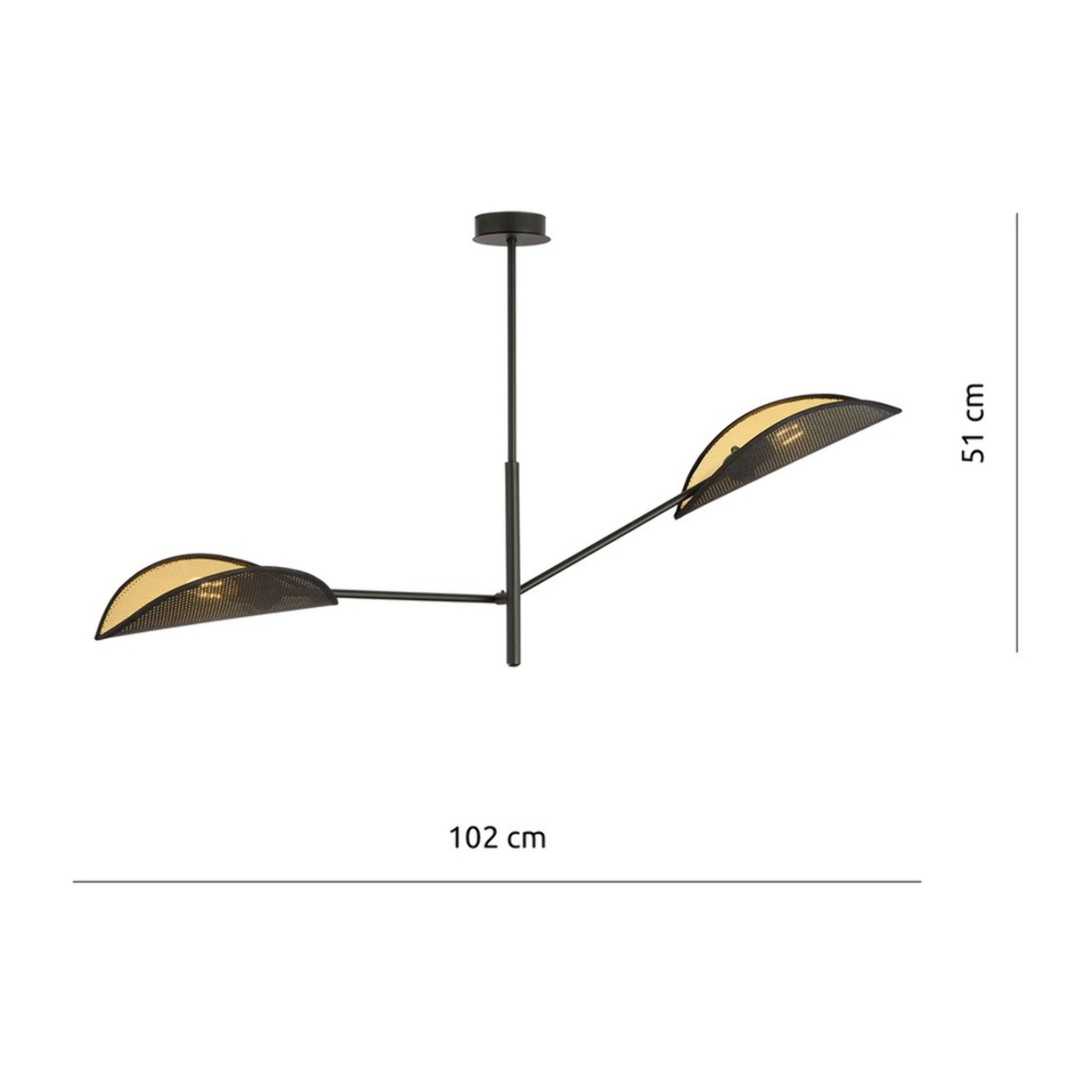 Lampada a sospensione Vene con paralumi a forma di foglia nero e oro