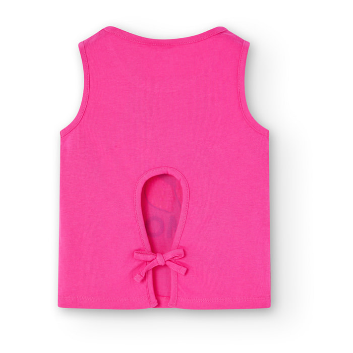 Camiseta de tirantes niña estampada, rosa fucsia