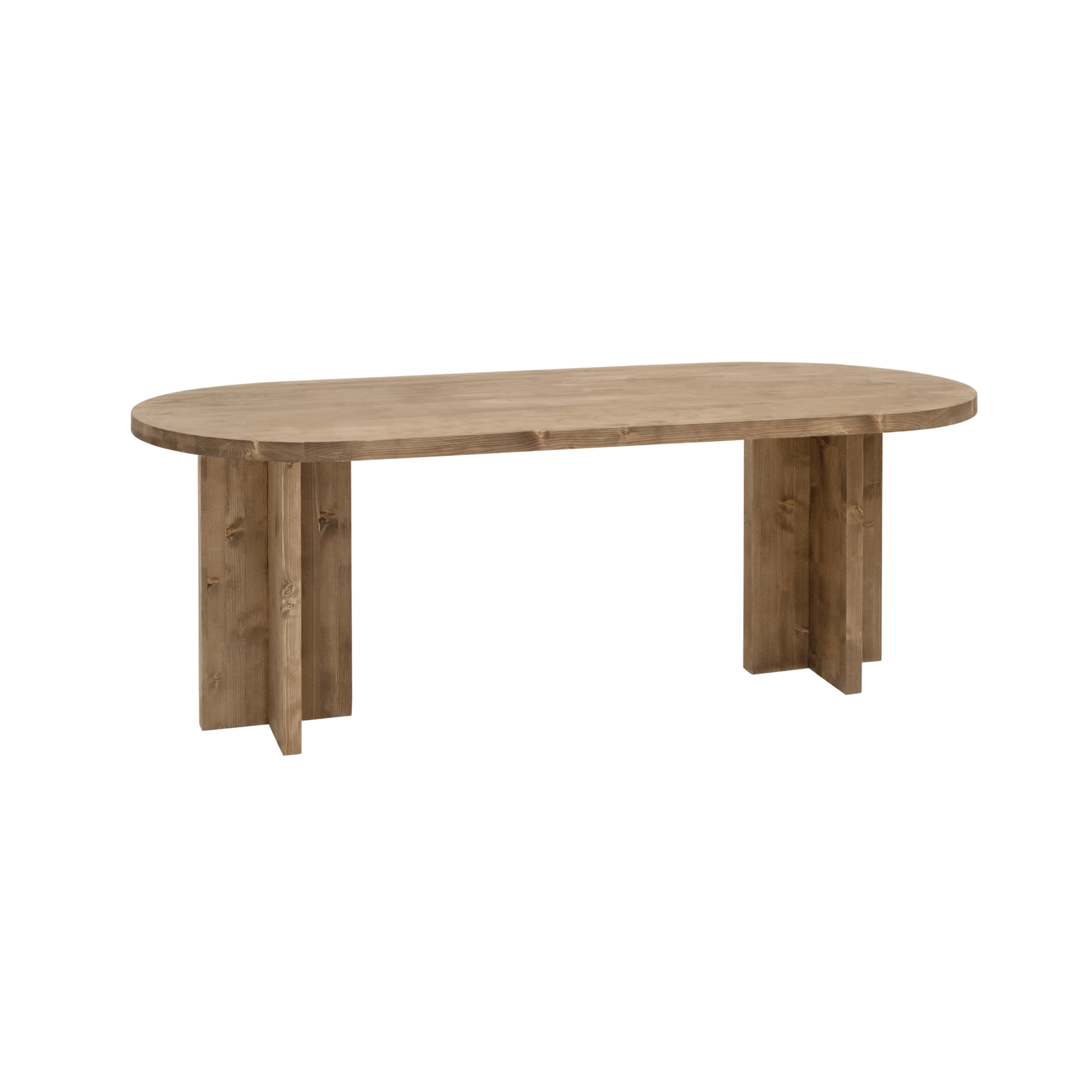 Mesa de comedor de madera maciza ovalada en tono roble oscuro de varias medidas