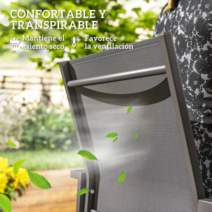 Juego de 2 Sillas de Jardín Exterior Sillas Terraza Exterior Apilables Sillones de Comedor con Tela Transpirable Marco de Acero Reposabrazos y Respaldo 56x58x89 cm Gris Oscuro