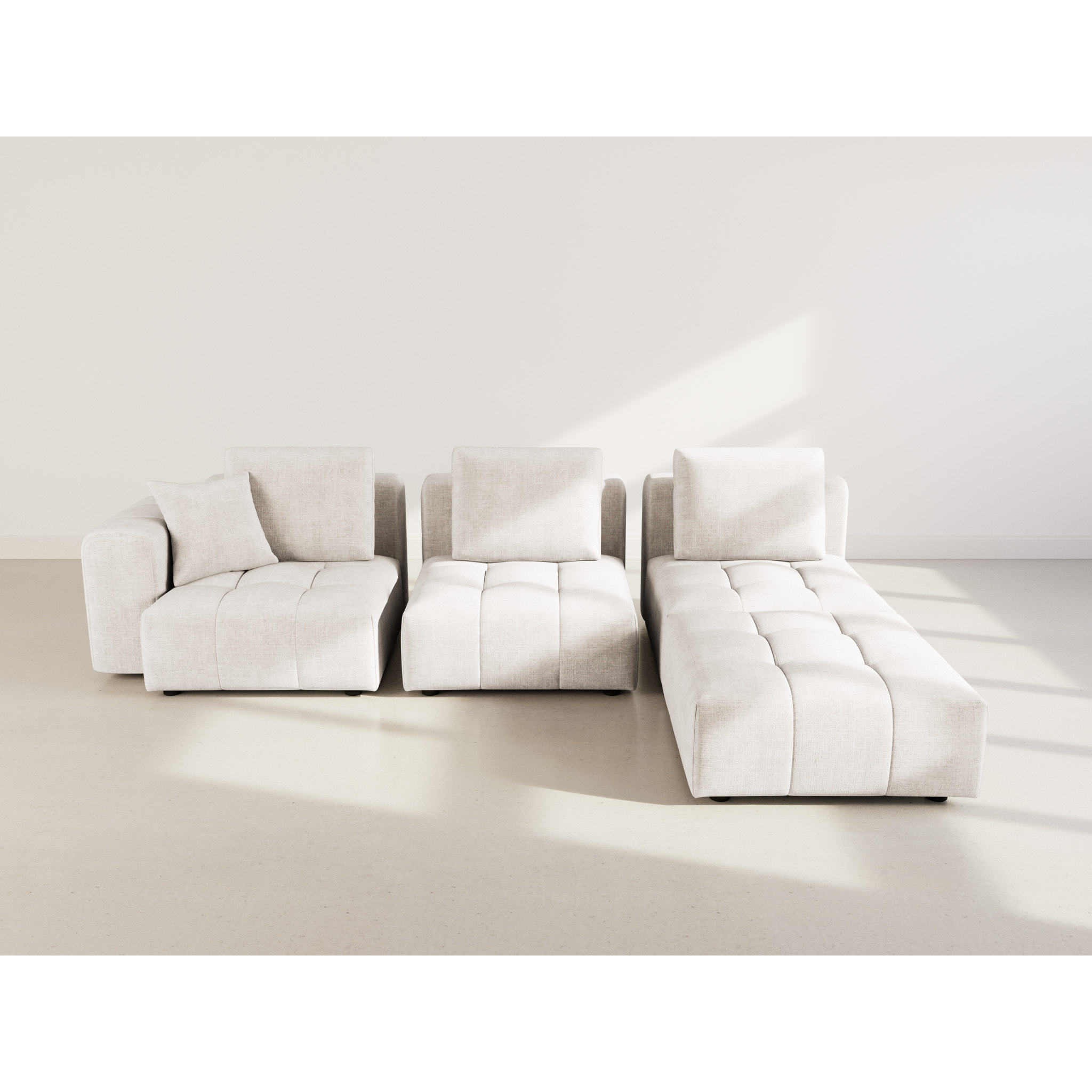 Colette - Canapé modulable d'angle réversible 4 places en velours texturé - Beige