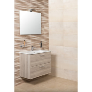 Lot de 4 meubles de salle de bain Mia 60 cm avec miroir, lavabo et éclairage LED, finition Cordoba (MIASET60C-GVP04)