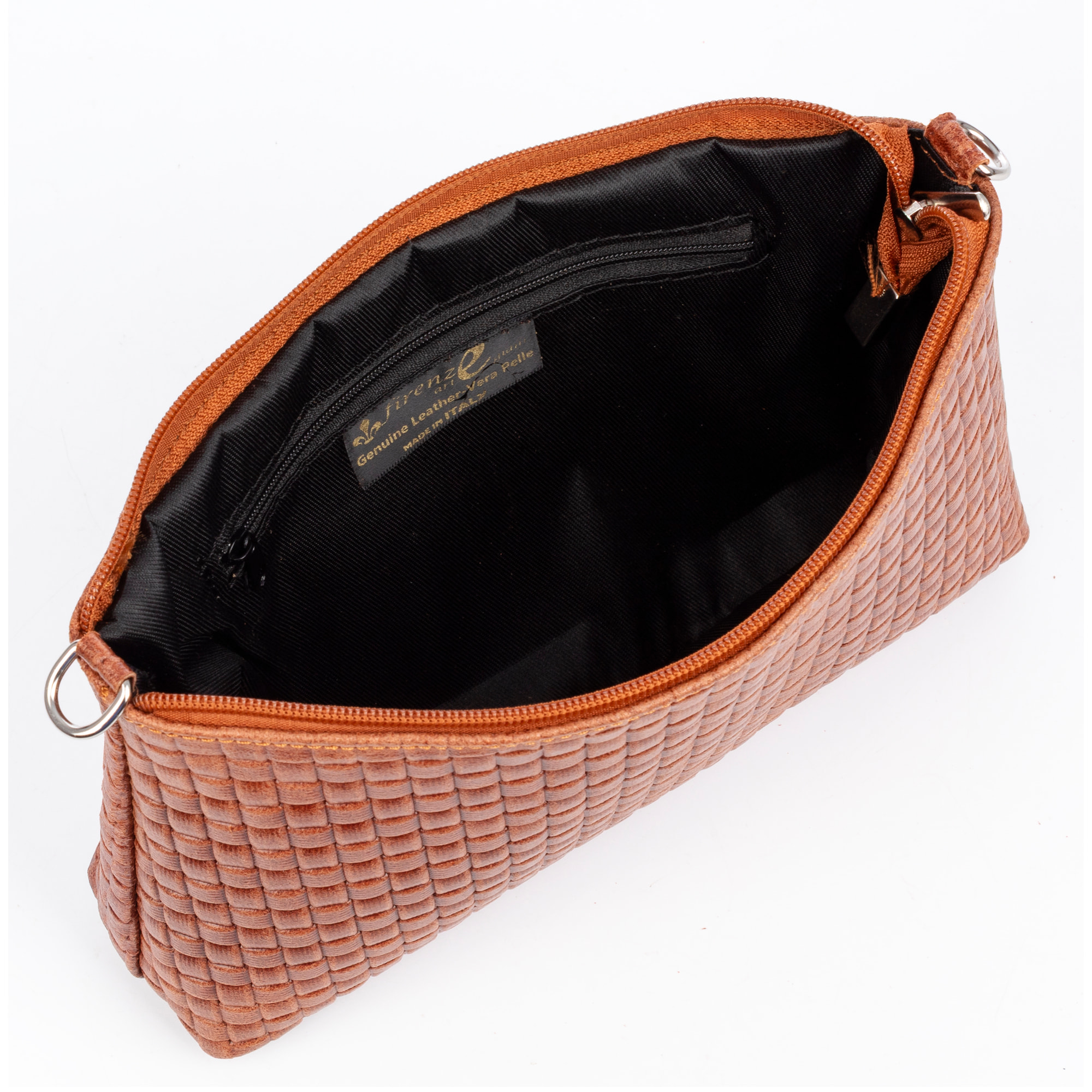 Zia Borsa a tracolla Donna. Pelle autentica Camoscio Incisione Geometrica.